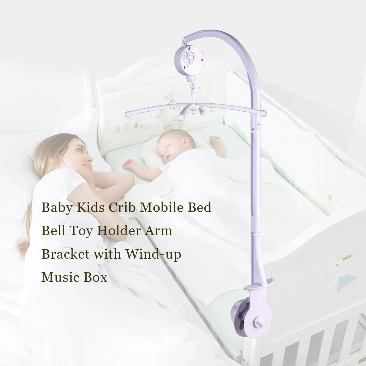 support-de-cloche-pour-berceau-de-bebe-blanc-en-plastique-abs-bras-robuste-rotation-a-360-degres-boite-a-musique-qui-joue-des-berceuses-pour-bebe