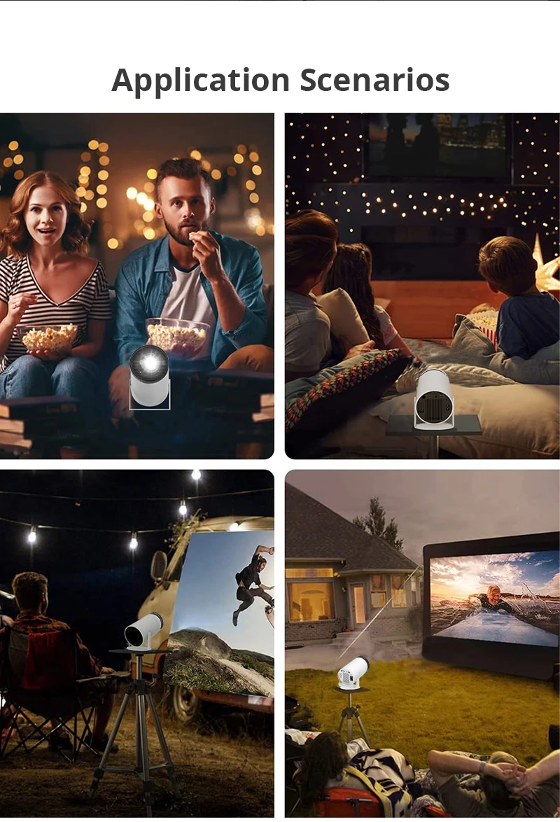 Portable 4K Home Cinema Projector HY300 Android OS 300 ANSI Lumens Dual-Band WiFi 6 Bluetooth 5.0  1080P Phone Screen Mirroring