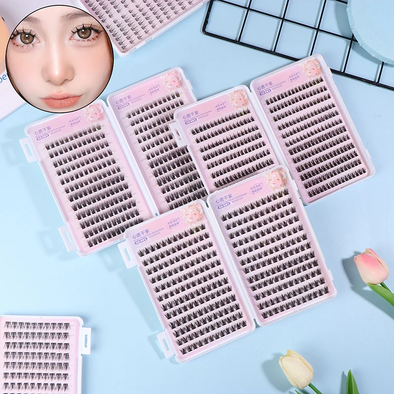 240Pcs Large Capacity Glue-free False Eyelashes Single Cluster C-curled Natural Self-adhesive False Eyelashes