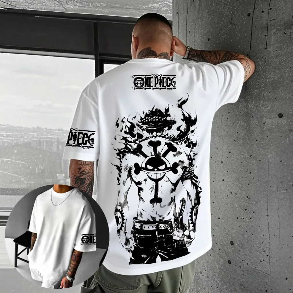 

ONE PIECE Anime Ace Creative Printed T-shirt 2026 Men's Summer New Street Hip Hop Loose Casual Parent-child Short Sleeve Top