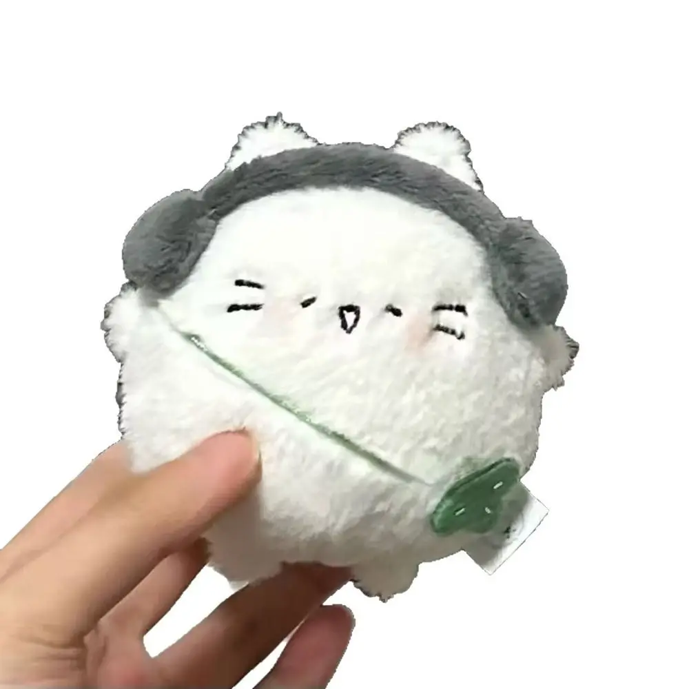 Four-leaf Clover Headphones Cat Keychain Stuffed Animal Backpack Ornaments Cherry Pudding Cat Keyring Cartoon Kawaii Cat