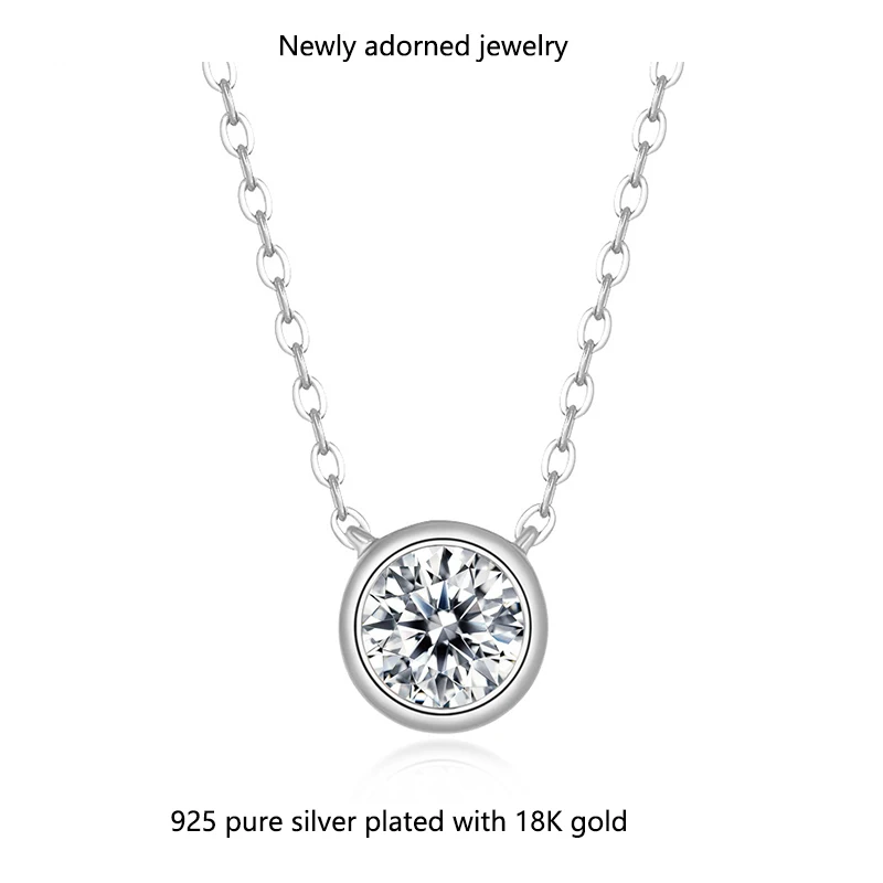 

Cross-border Amazon S925 sterling silver necklace with 0.5/1.0 carat pendant, collarbone chain, short minimalist elegant fashion