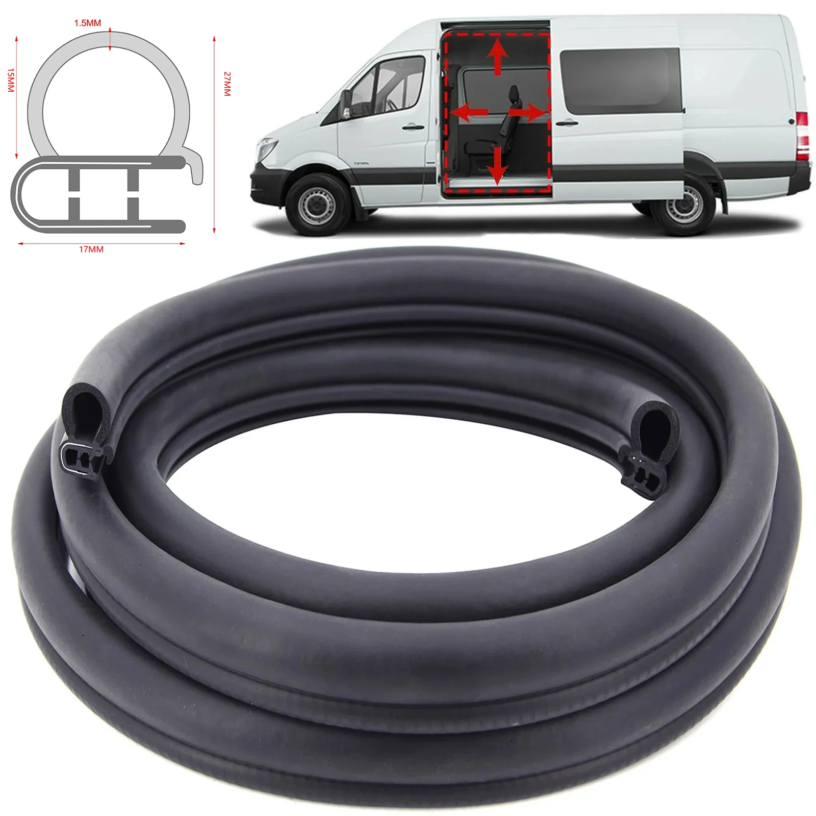 Front Rear Side Sliding Door Bonnet Rubber Body Seal Weatherstrir  For Mercedes Benz Sprinter W903 W906 W907 W901 VW Crafter LT