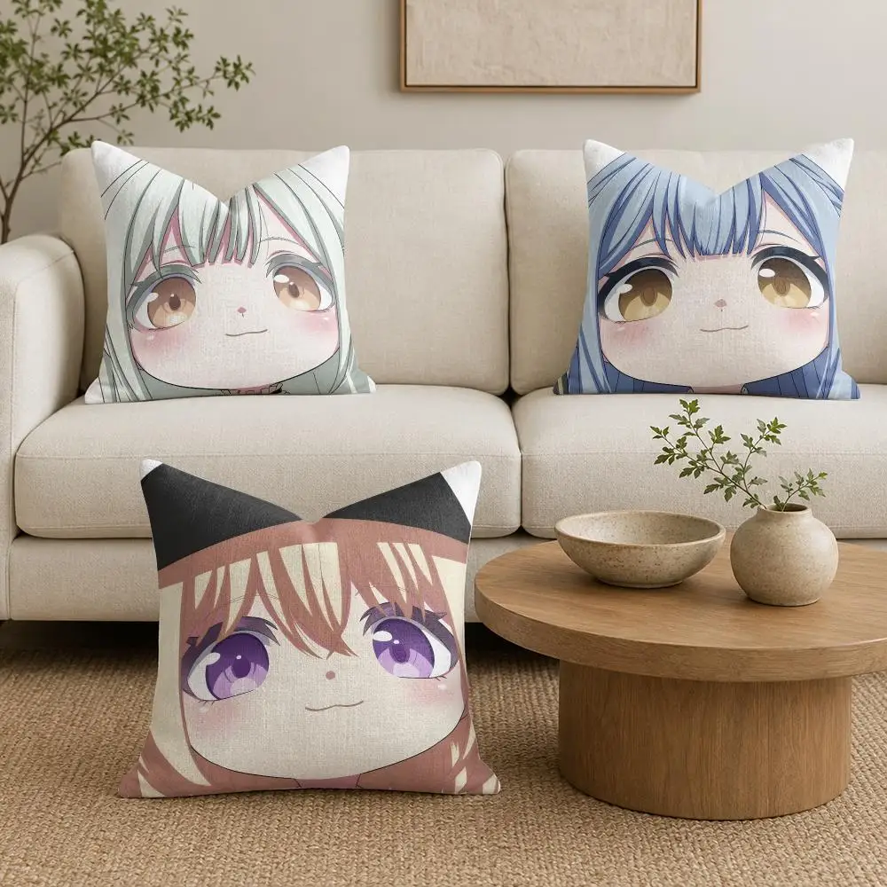 B-BanG Dream Ave Mujica Dramatic Cushion Cover Organic Natural Linen Pillowcase with Double Sided Print for Sofa Home Decor Gift