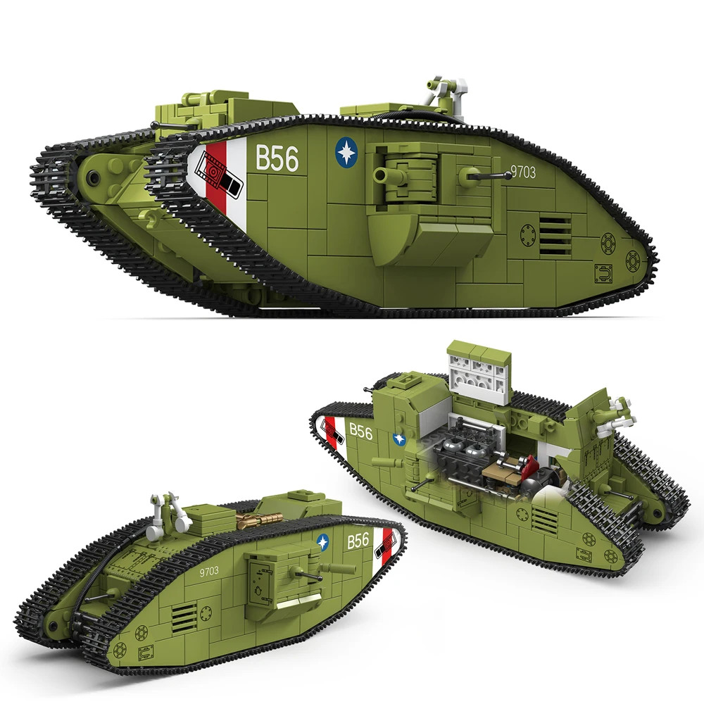 

WW1 Военная мировая война I Army Building Blocks Set Heavy Tank Mk.V Bricks Городская строительная игрушка для детей