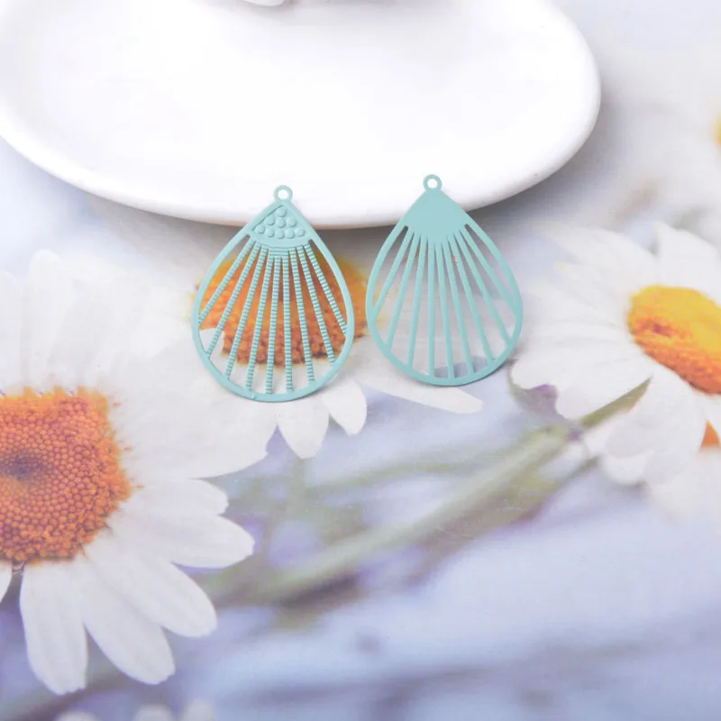 20 Stück AB5845 Messing-Filigran-Schmuckanhänger, Wassertropfen-Anhänger, DIY-Zubehör für Damenohrringe und Halsketten – Detail 8