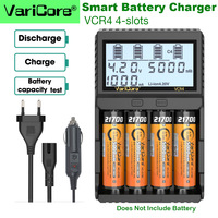 VCR4 4-slots Smart Battery Charger Test Capacity for 3.7V Li-ion 18650 21700 26650 18350 3.2V LiFePO4 32700 1.2V Ni-MH AA AAA