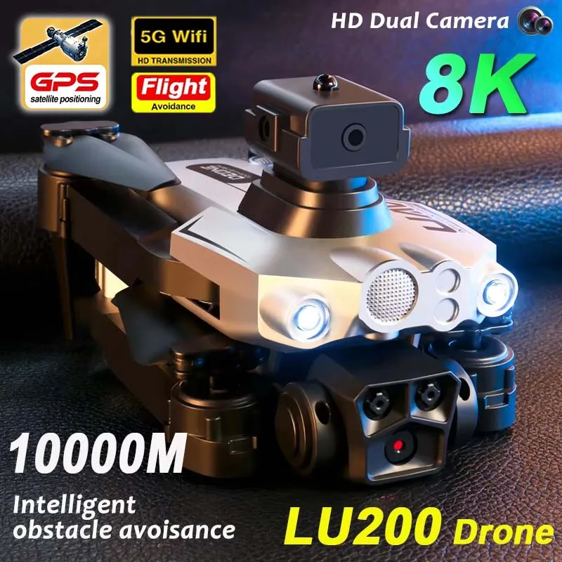 LU200 Drone HD Double Camera Optical Flow Positioning Intelligent Four Sided Obstacle Avoidance Remote Control GPS Camera Flyers