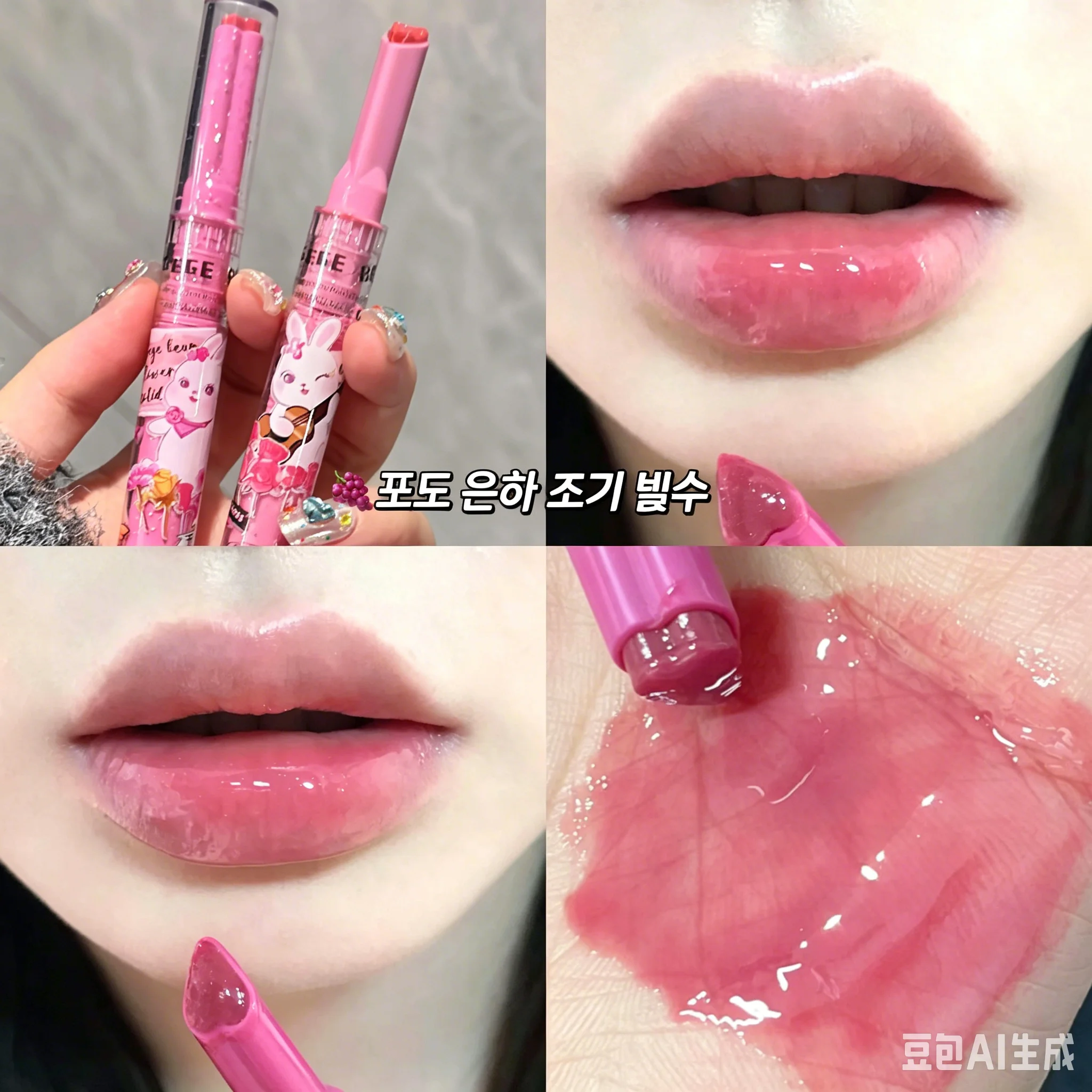 Solid Lip Gloss Gege Bear Garden Pink Rabbit Moisturizing Watery Colored Lip Balm Tender Lipstick Set