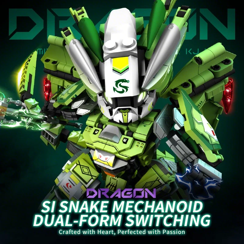 

Dragon Warrior Building Blocks Dual-Form Mecha Puzzle Construction Toy for Boys Small Brick Blocks Children's Toy8+Birthday Gift
