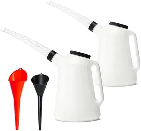 

Кувшин для масла 5 кварт с носиком - Прозрачный пластиковый мерный контейнер и набор воронок - 2 шт.