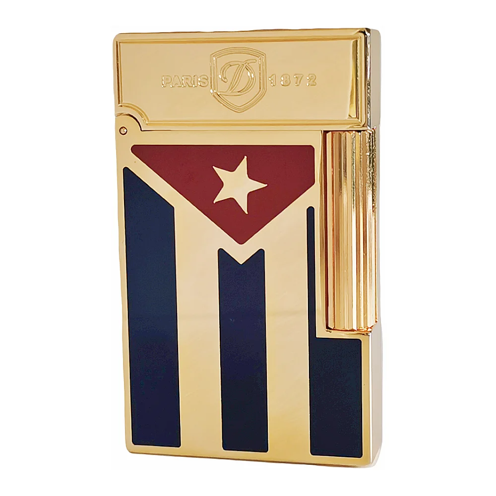 Cuba Gas Lighters Brass Lacquer Cuban Flag Smoking Accessories Tobacco Cigar Cigarette  Men Gift Collections Ding Sound