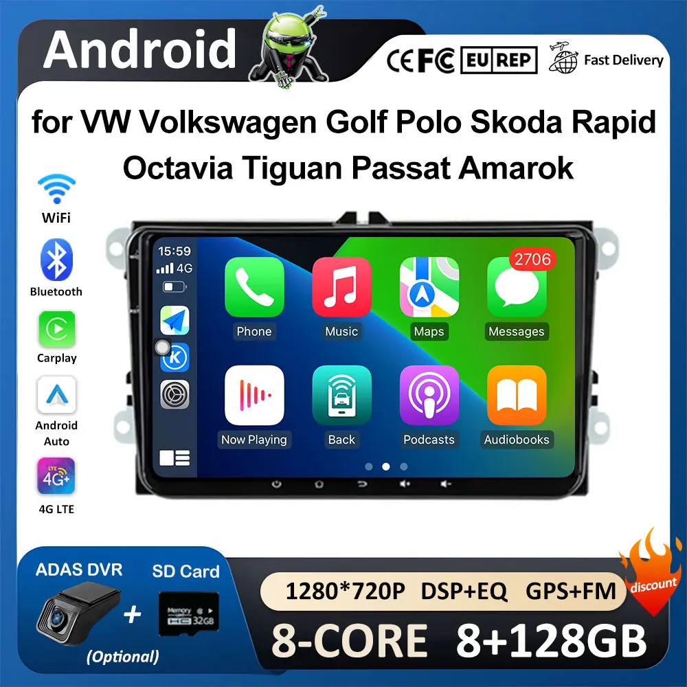 

Car Multimedia Radio Player for VW Volkswagen Golf Polo Skoda Rapid Octavia Tiguan Passat Amarok 9 inch Android OS IPS Screen 4G