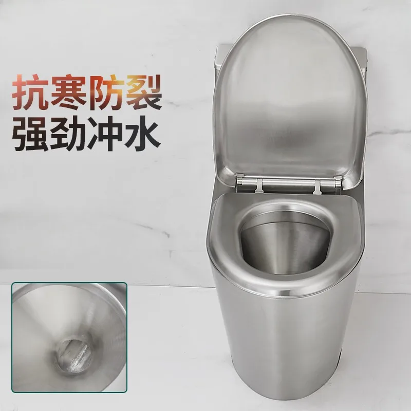 304 Stainless Steel Flush Toilet Household Toilet Toilet Seat Anti-freezing Crack Small Household Toilet Seat Anti-odor