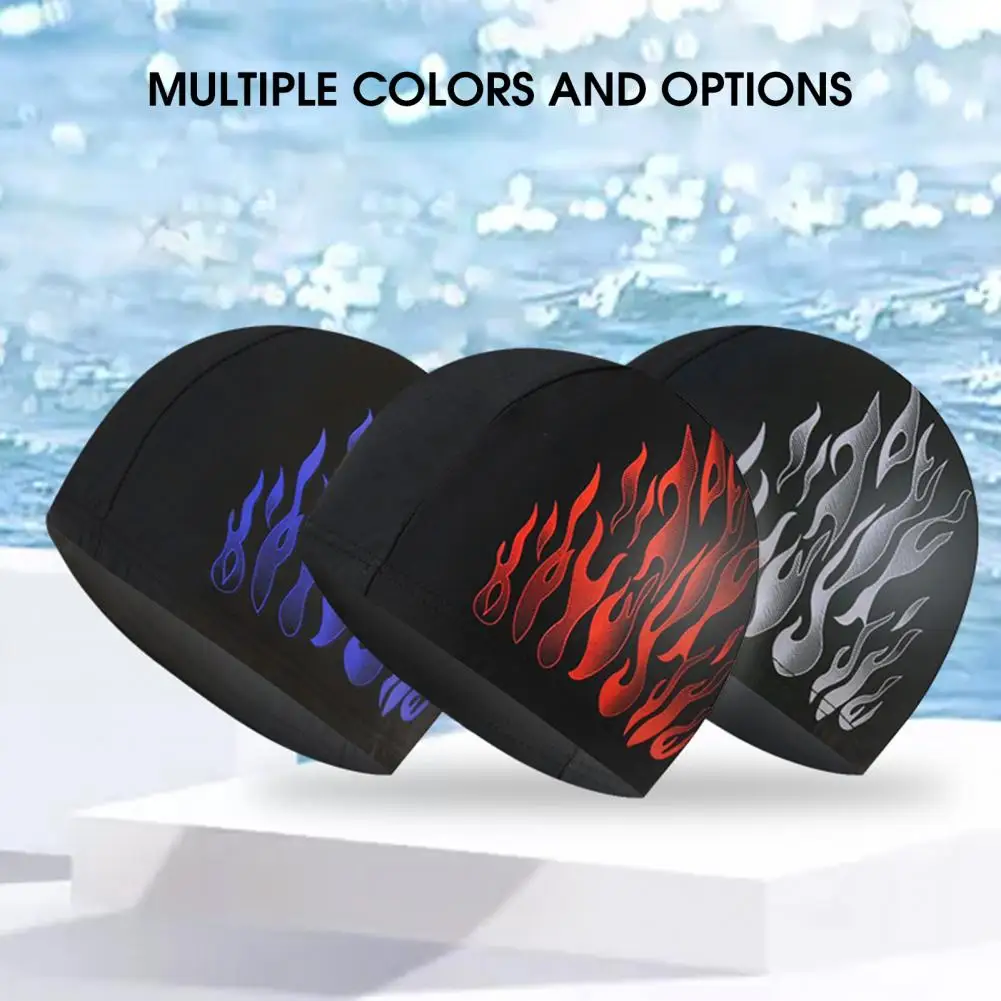 Swimming Hat  Simple 3D Flame Printing Men Swimming Cap  Skin-touching Swim Pool Cap Плавательная Шапка 수영모