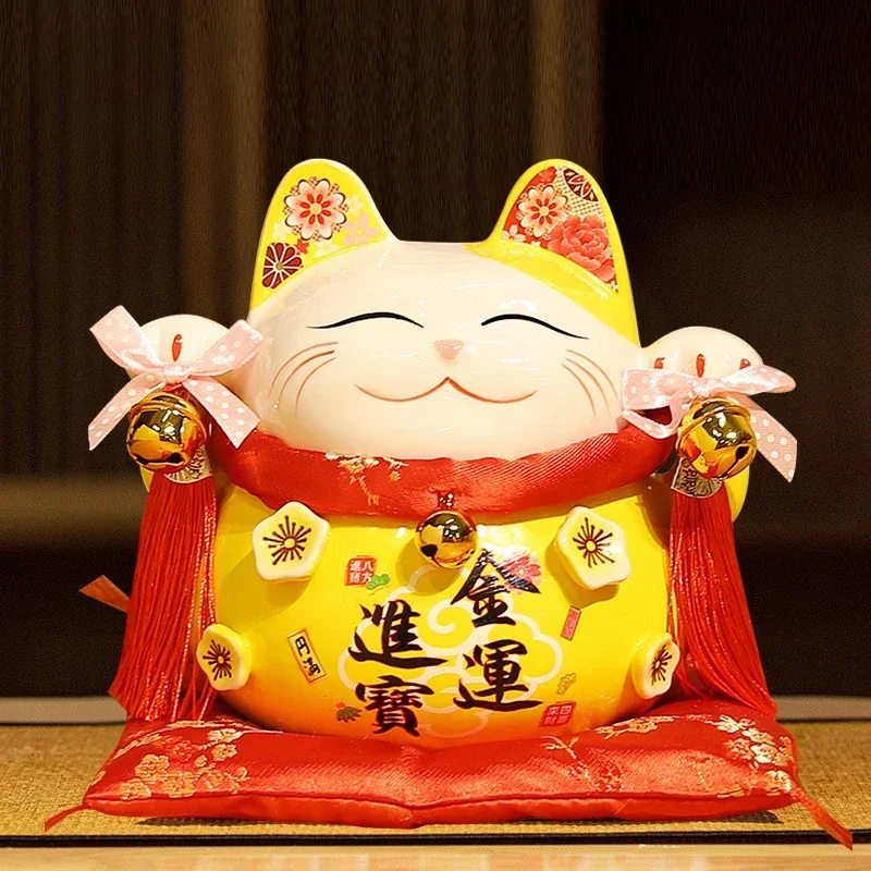 

6 Inch Lucky Cat Creative Ceramic Home Decoration Small Lucky Cat Piggy Bank Piggy Bank Car Decoration Desk Money Bank