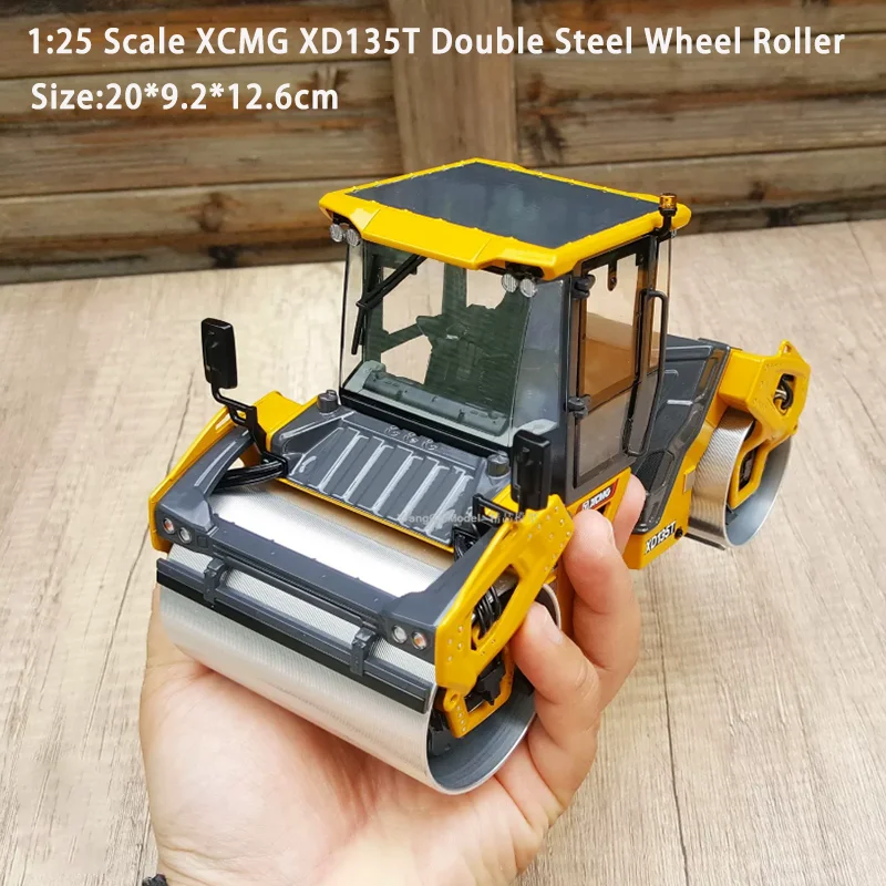 Diecast 1:25 Scale XCMG XD135T Double Steel Wheel Roller Alloy Engineering Vehicle Model Collection Souvenir Gift Ornament