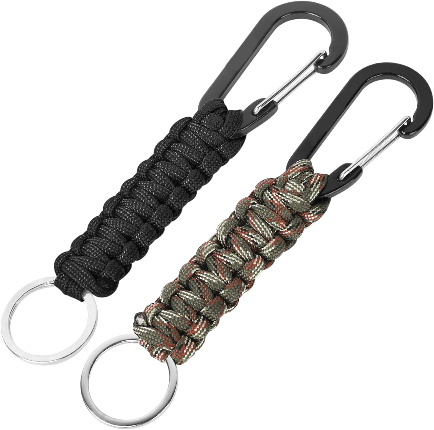 Carabiner Keychain Small Carabiner Clip Paracord Braided Keychain Aluminum Clip D Ring for Outdoor Camping Hiking Fishing