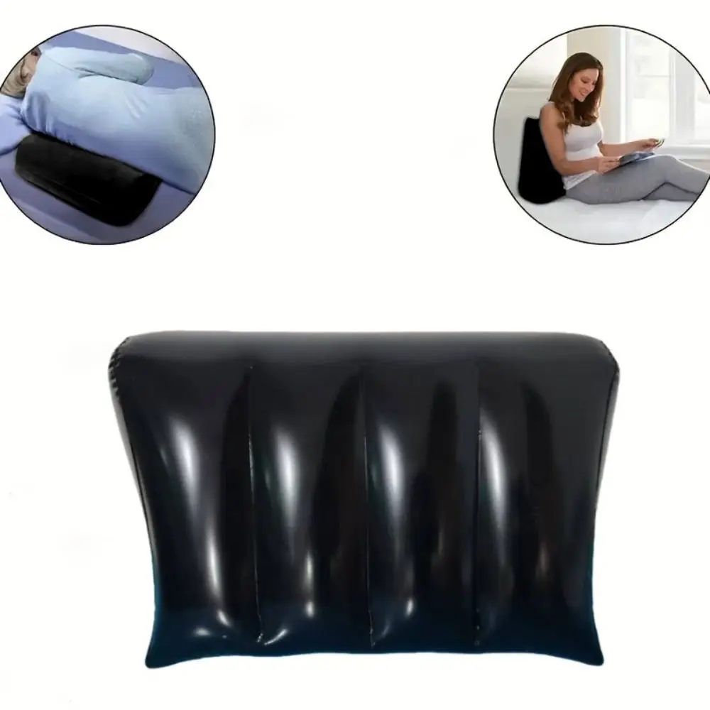 PVC Flocking Silicone Pillow Triangle Cylinder Wedge Inflatable Inflatable Pillow Soft Blue+Black Triangle Pad Home