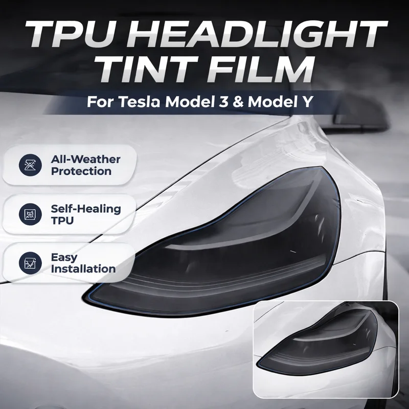 

TPU Headlight and Taillight Tint Film Kit for Tesla Model 3 and Model Y (2025) - Smoke Black, All-Weather Protection