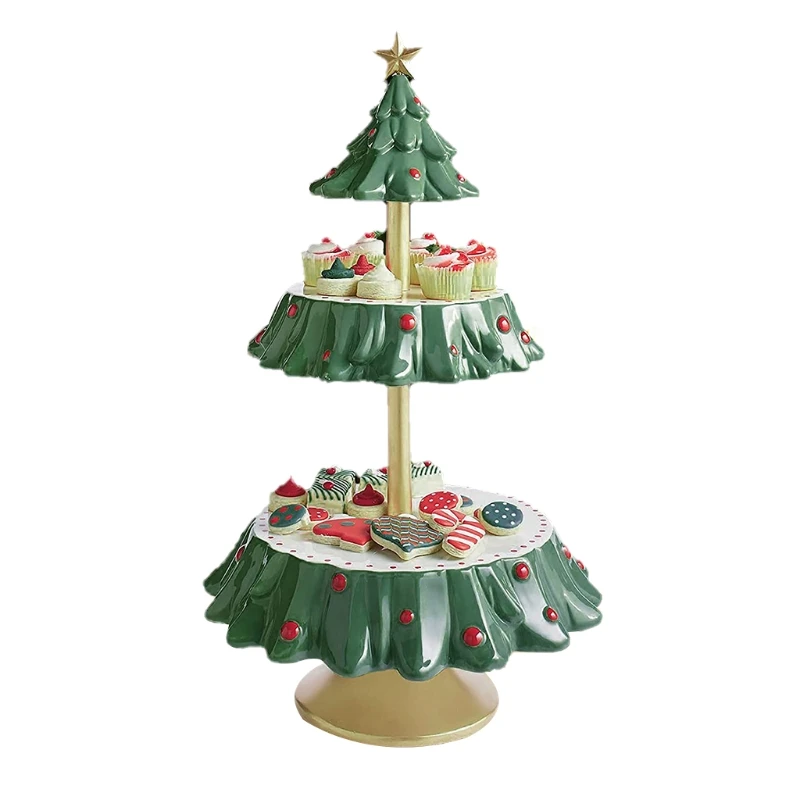 

2 Tiers Resin Material Cake Stand Dessert Cupcake Stand for Christmas Tea Party Serving Platter Cake Holders Cake Dropship