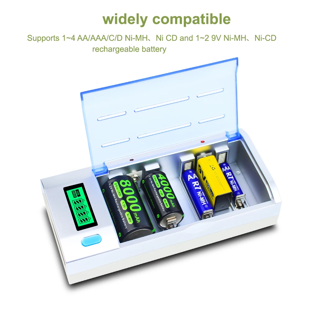 R7 LR14 C size Battery NI-MH 1.2V Rechargeable C Battery 4000mAh+ LCD fast Charge LCD Charger for AA AAA C D 9V