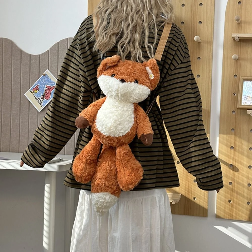 

Cute Kawaii Panda Plush Backpack Stuffed Toy Little Raccoon Animal Shoulder Bag Soft Brown Children's School Bag Lady