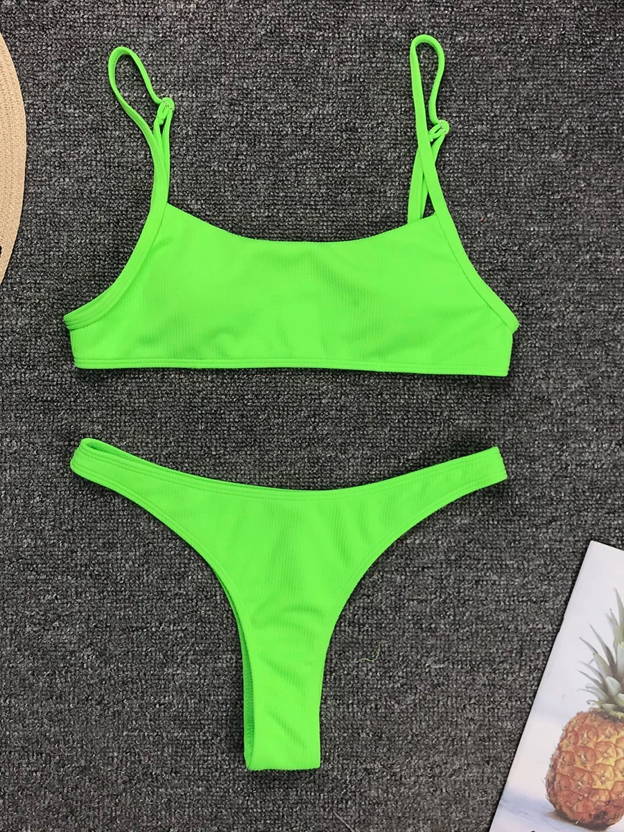 Sexy Plain Bandeau Bikini Swimsuit Woman 2023 Solid Swimwear Women Bathing Suit Swimming for Female Thong Brazilian Bikinis Sets