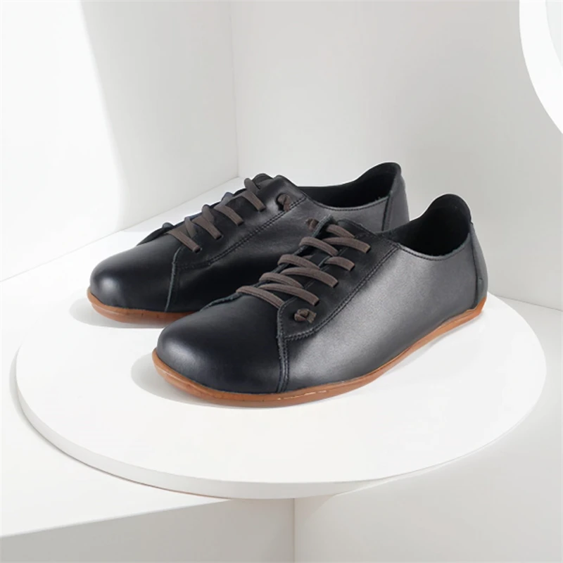 

Flat Casual Shoes Men Calfskin Leather Elastic Band Round Toe Soft Comfortable Flats Lazy Shoes Handmade