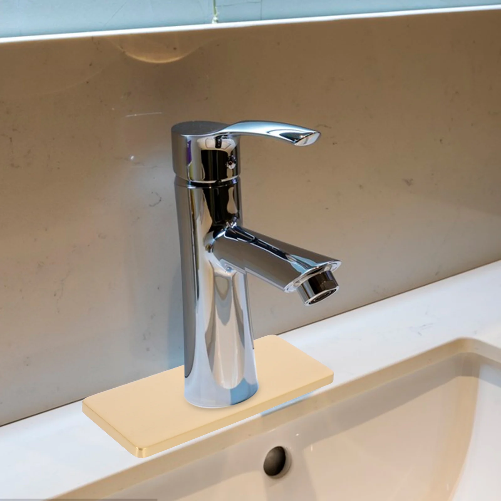 

2Pcs Faucet Escutcheons Rectangle Stainless Steel Sink Hole Covers Deck Plate Golden Bathroom Kitchen Faucet Mixer Tap