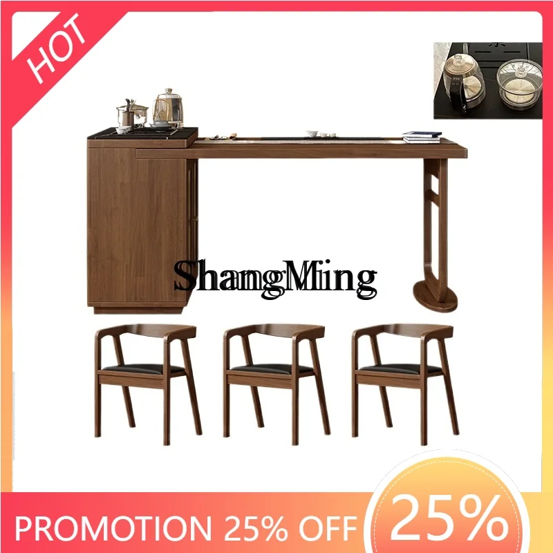

FG good-looking all solid wood tea table household balcony large board tea cabinet integrated table and chair combination