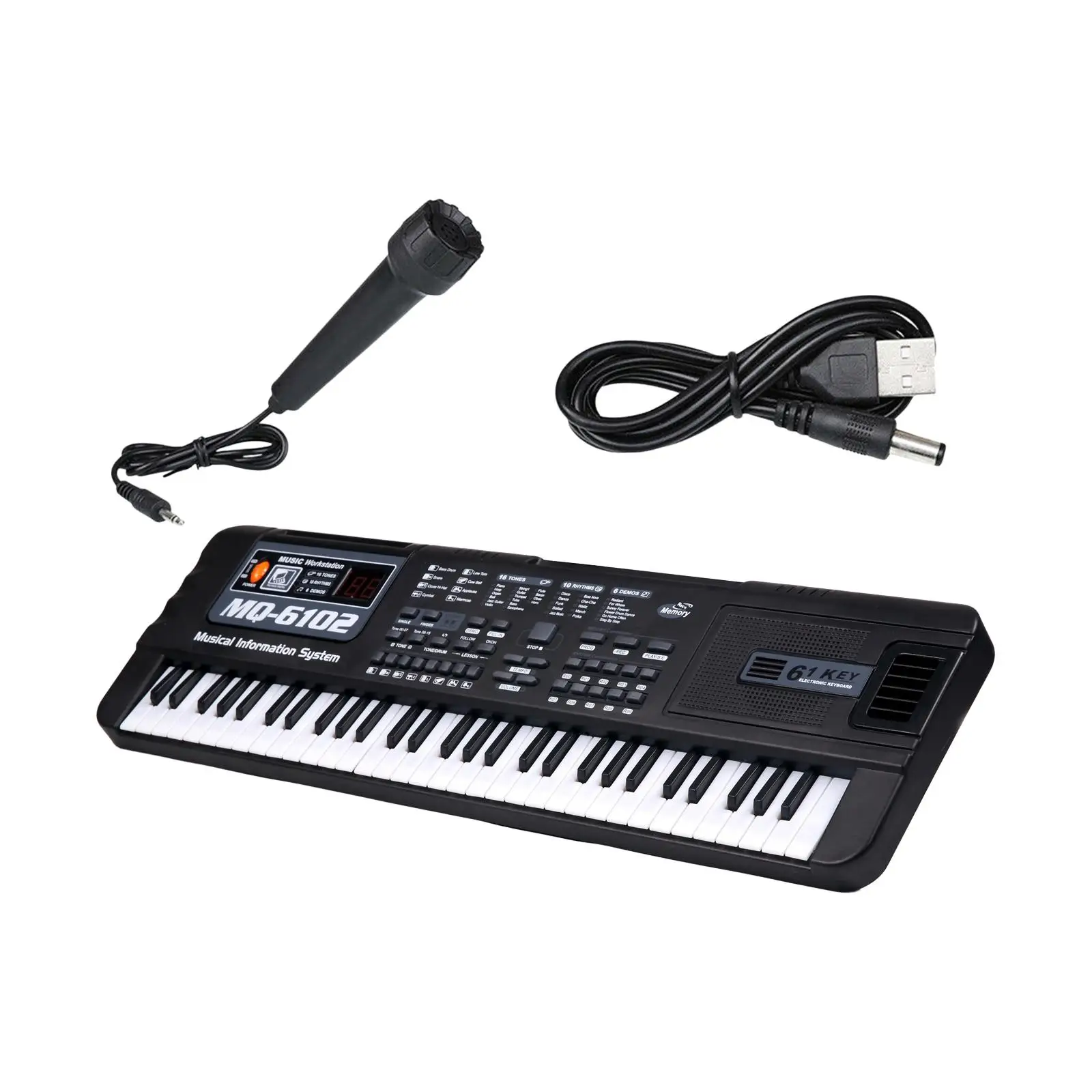 61 Key Electronic Keyboard Holiday Gifts Teaching Aids Portable Multifunctional with Mic for Show Party Stage Girls Boys Teens