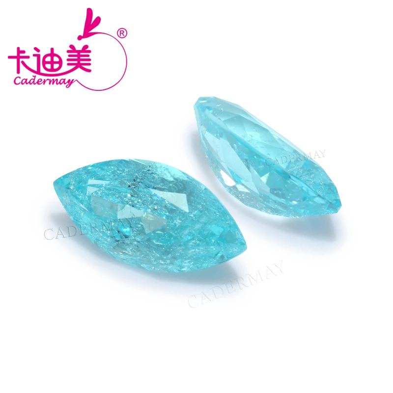 Paraiba Neon Blue Color Lab Grown Yttrium Aluminum Garnet Stone With Ice Crack Inclusions Marquise For Inlaid Jewelry Making DIY