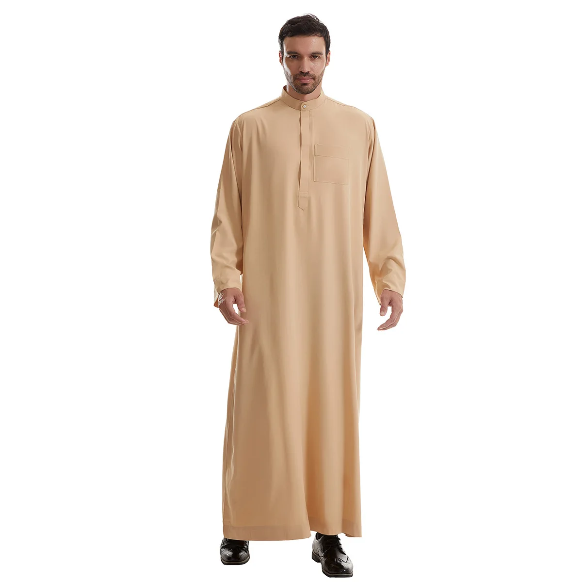 Muslim Men Zipper Front Jubba Thobe Arabic Robe Turkey Kaftan Dubai Abaya Saudi Dress Islam Clothing Ramadan Djellaba Dishdasha