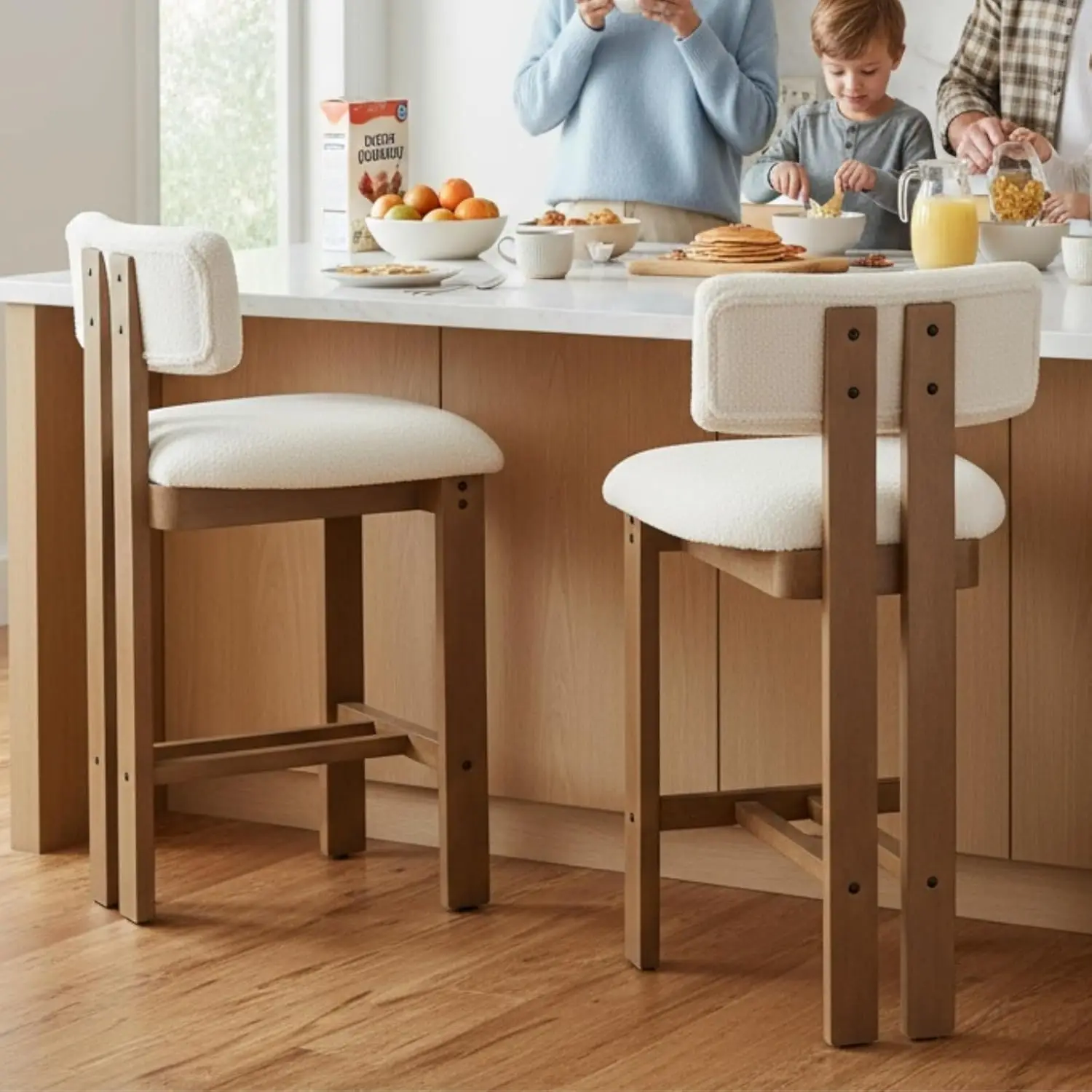 

Modern Bar Stools Set of 2, 26'' Counter Height Bar Stools with Back & Solid Wood Legs, Modern Wood Barstools with, Customized