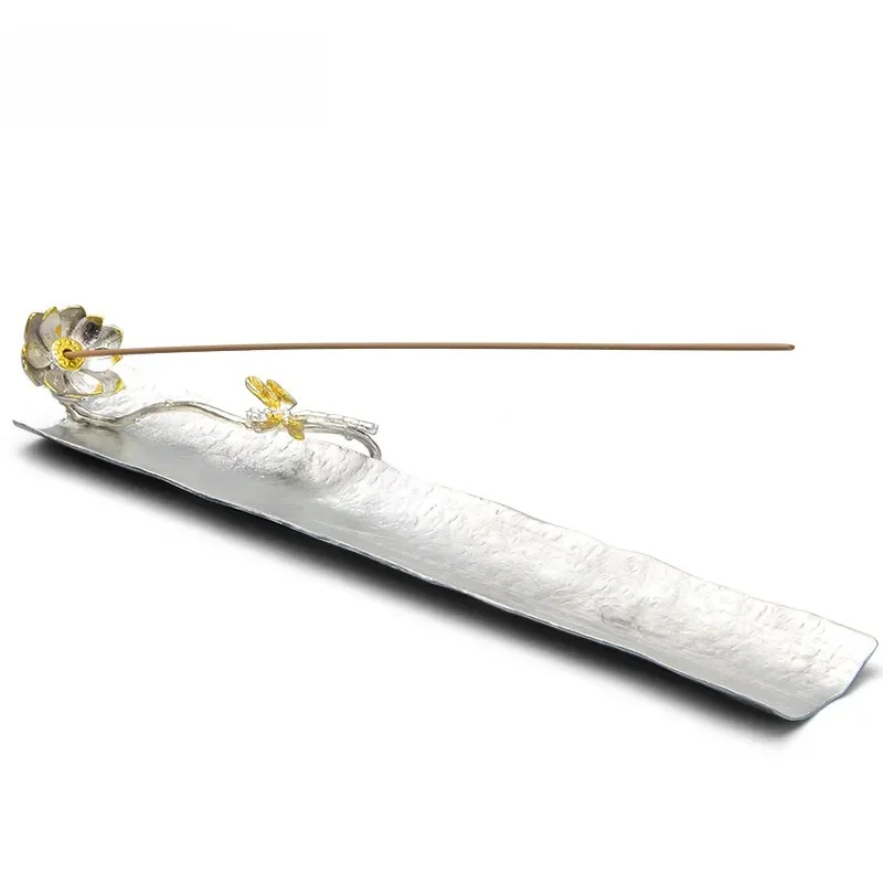 

Tin incense burner, lotus incense holder, tea table ornament