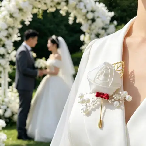Fashionable Wedding Groom Bride Simulation Flower Chest Flower Brooch Flower Business Party Festival Supplies