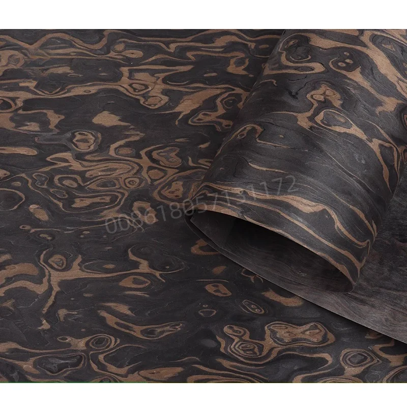 Reconstituted Engineered Wood Veneer with Birds Eye Burl Pattern,E.V.,Fleece Backing,60x250cm,1pc,for Furniture Home Decor,Black