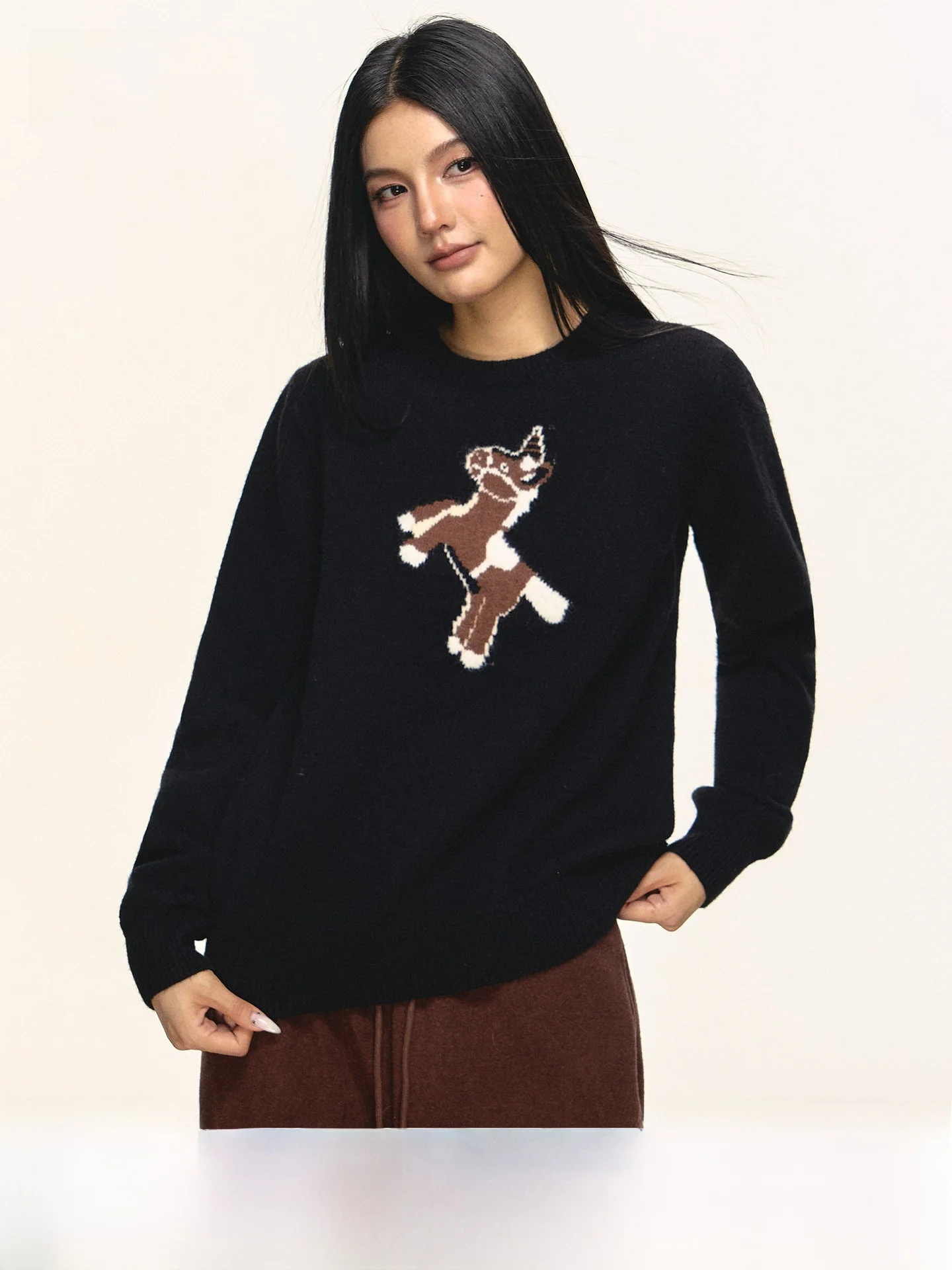 

Женский свитшот Anna Aneae Cute Little с вышивкой, свободного кроя, с круглым вырезом, весенняя новинка, удобный, теплый, с длинными рукавами