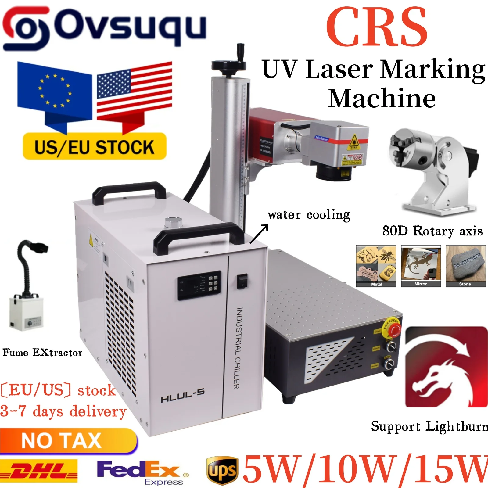 

CRS Portable Water-cooled UV Laser Marking Machine 5W/10w/15W UV Fiber Laser Engraving Machine for PVC Wood Acrylic Metal