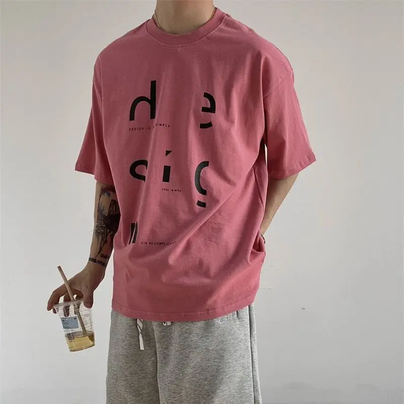 

summer T-shirt men Korean style trendy casual loose heavyweight pure cotton short-sleeved round neck retro pure cotton Harajuku