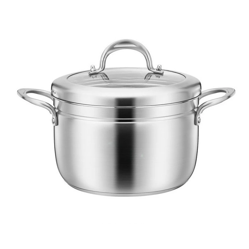

Food Grade 304 Stainless Steel Steamer Pot, Small Thick Saucepan with Lid & Strainer for Home Cooking