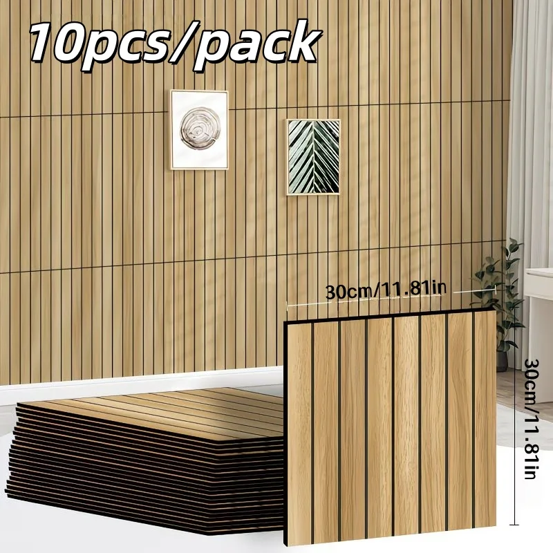 10 Stück 30x30cm 2D Holzmaserung Selbstklebende Wandaufkleber zur Heimdekoration Gestreifte Textur Wand für Wohnzimmerrenovierung