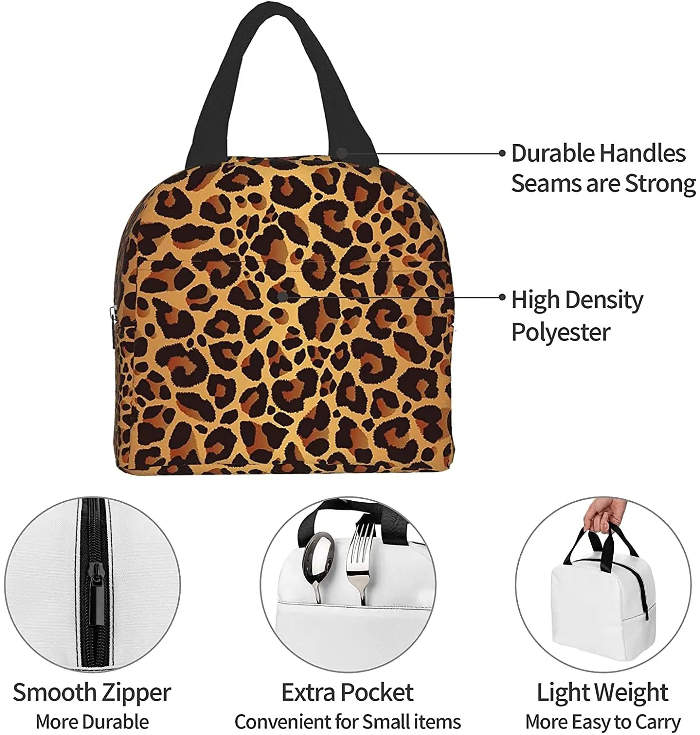 Borsa da pranzo stampata leopardata per donna uomo bambini Lunch box borsa morbida isolata Mini borsa termica termica per lavoro in ufficio spiaggia