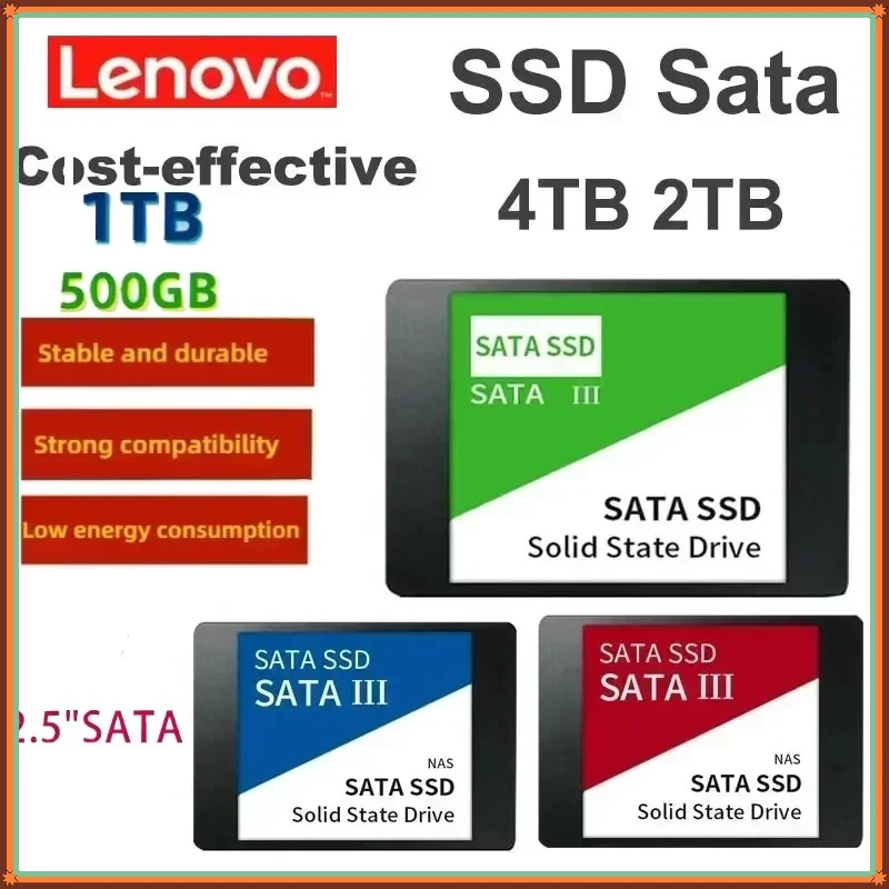 

Новый внешний жесткий диск Lenovo 4 ТБ для ноутбука, портативный SSD с интерфейсом SATA3, высокоскоростной твердотельный накопитель