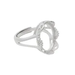 Ring Blank (12x16mm Oval Blank) Long-Lasting Gold Plated Sterling Silver Ring Setting Adjustable Ring Base