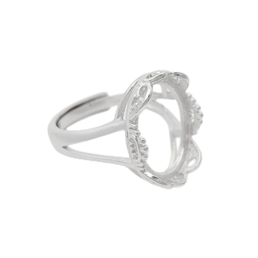 Ring Blank (12x16mm Oval Blank) Long-Lasting Gold Plated Sterling Silver Ring Setting Adjustable Ring Base