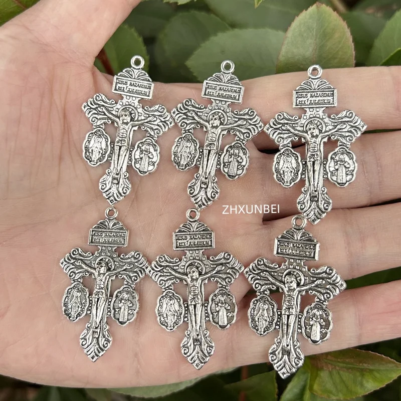 6PCS Forgiveness Crucifix Make Rosaries Exorcism St.Benedict Medalla Milagrosa Cross Pendant DIY Rosary Chaplet Jewelry