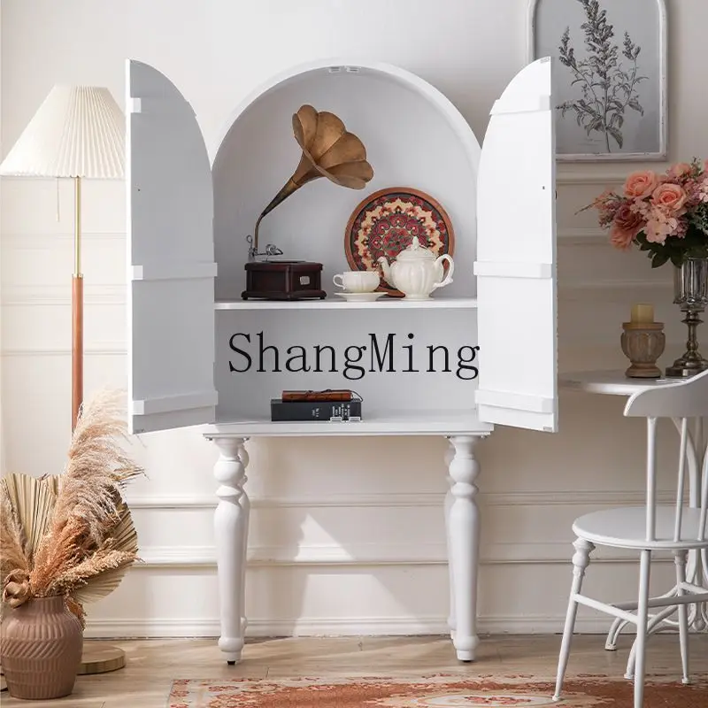 

FG medieval style solid wood living room display entry foyer old entrance homestay small apartment floor side cabinet