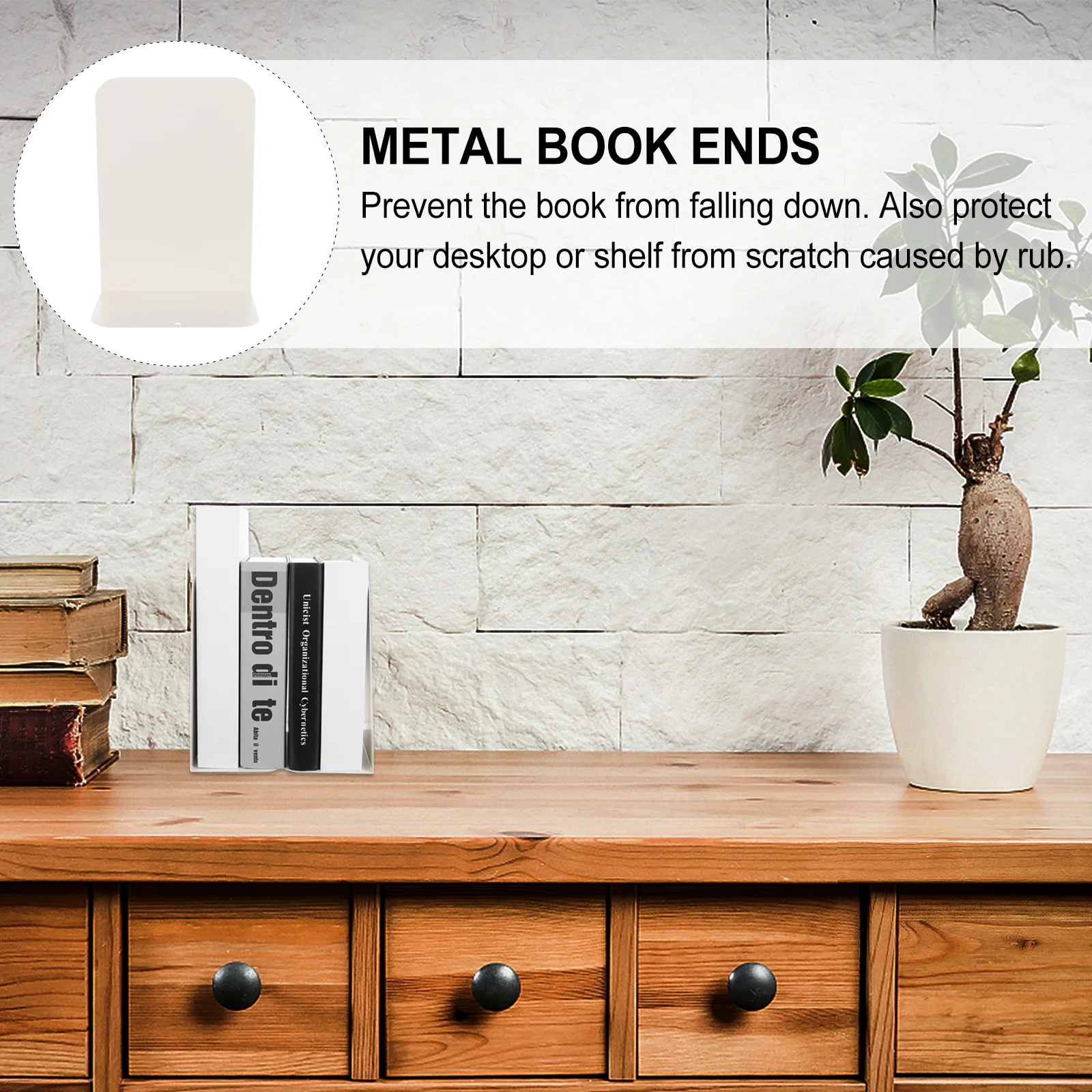 

2pcs Bookends Simple Style For Home Office Desktop Organizer Metal Bookends Iron Book Supports Files Magazines Holder